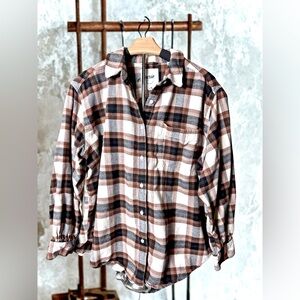 Aerie Anytime Fave Flannel Button Down Shirt Large